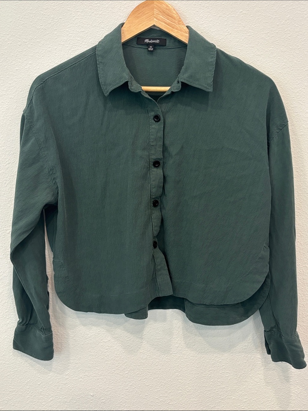 Madewell Women’s Dark Green Lightweight Button-Down Shirt Size XS
